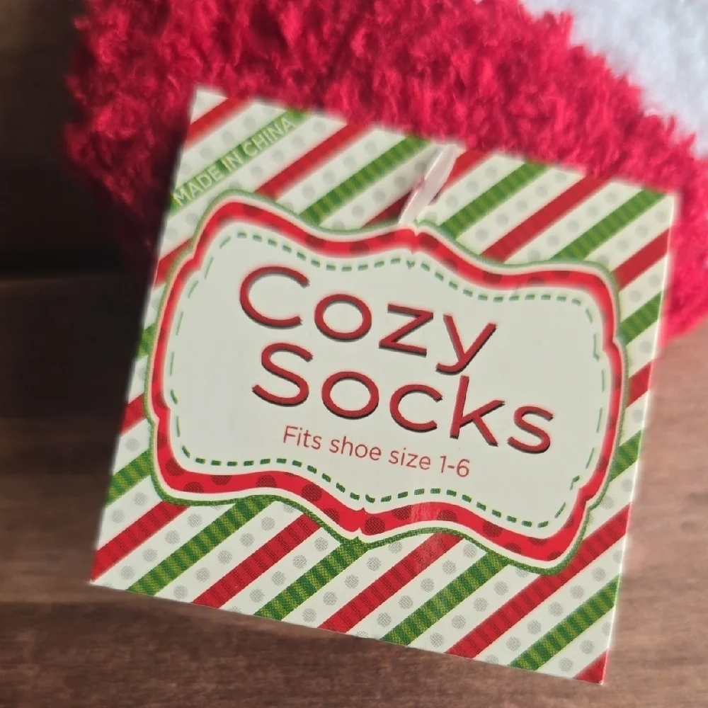 Red and White Fuzzy Socks
